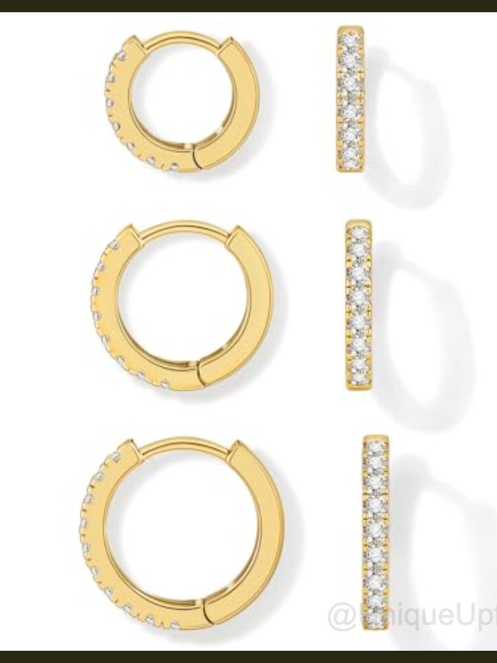 14k Gold Plated Small Hoop Earrings Set Cubic Zirconia Huggie
